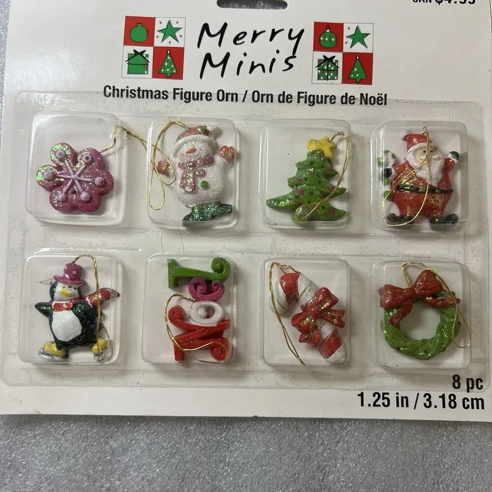 3 Packs Michaels Merry Minis Mini Christmas Tree Ornament Miniature 1.25” 8 Pc